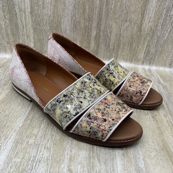 Rebecca Minkoff Sadie Slip on Open Toe Marble Flat‎ Shoes Womens 9M - Picture 2 of 9